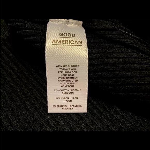 Good American Black Cropped Sweater Tank Sz 3/4 Flat Rib Strappy Back - Picture 3 of 9